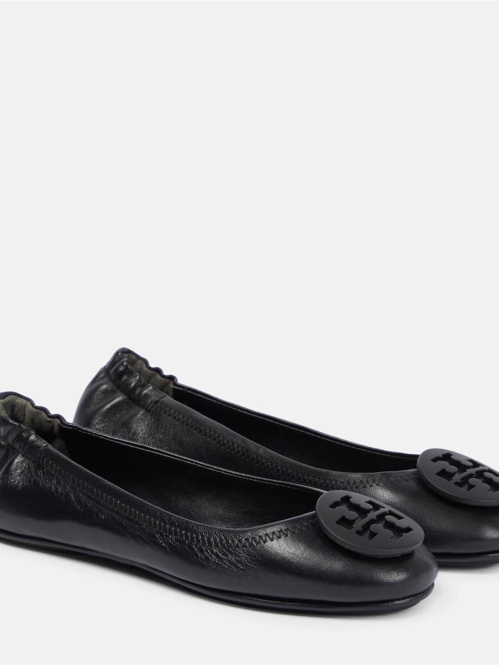 Tory Burch Black Leather Minnie Travel Ballet Flats - 6.5M